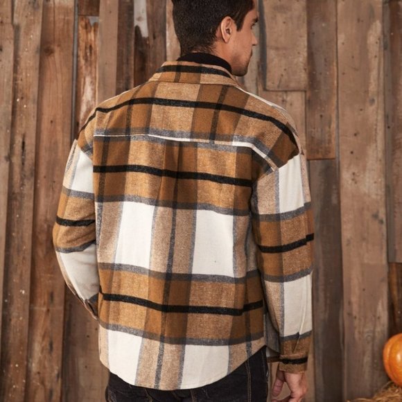 Plaid Pocket Patched Overcoat Shacket - Picture 2 of 9